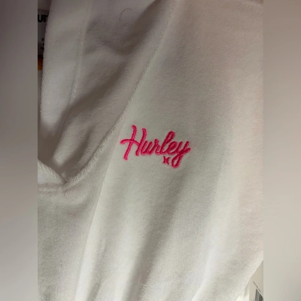 Hurley French Terry Hooded Cover up Dress White with Pink Logo Girls 4T NWT - Picture 5 of 7